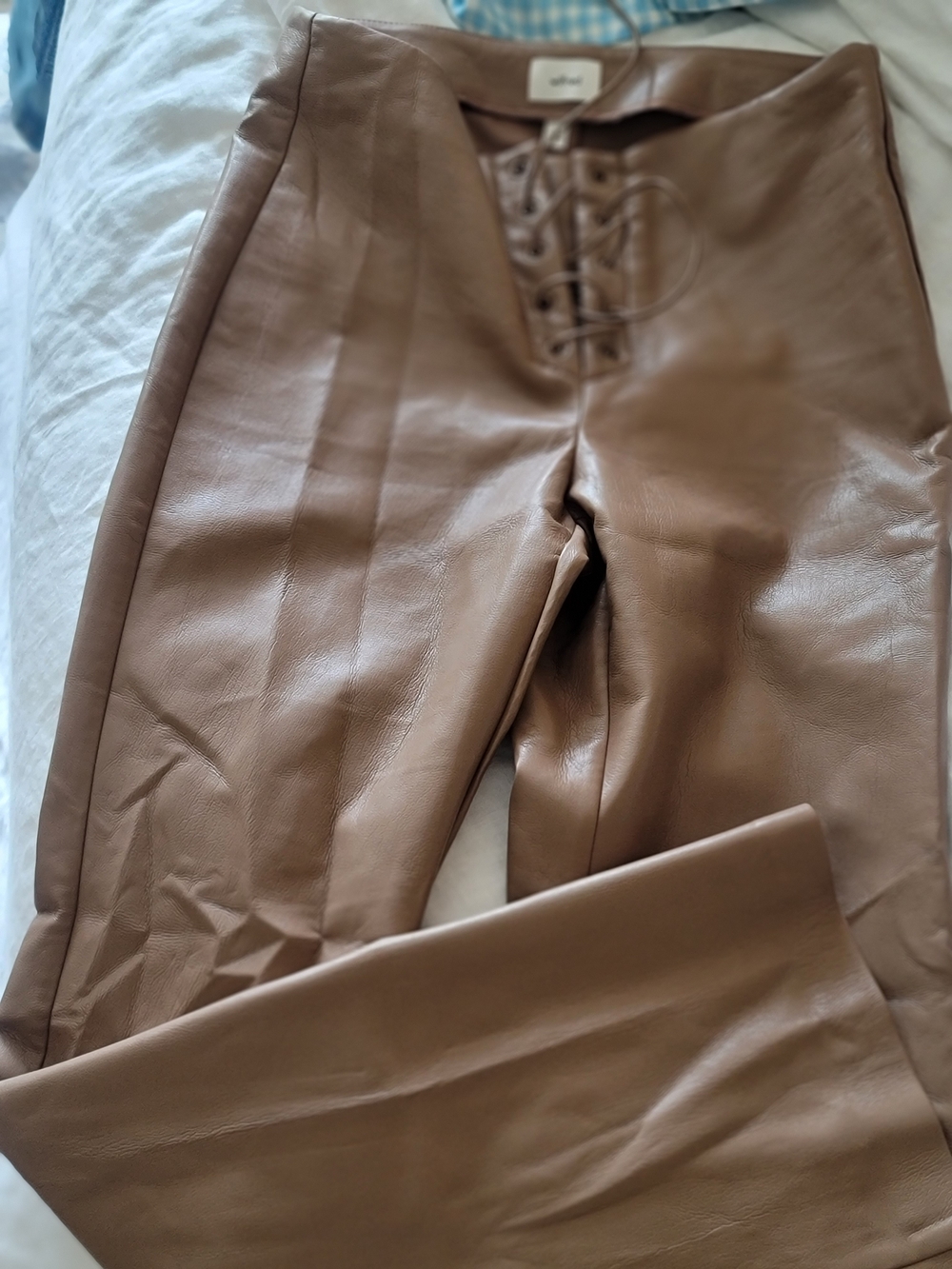 Aritzia Wilfred Y2K stylw Faux Leather Lace-Up Brown Pants size 6